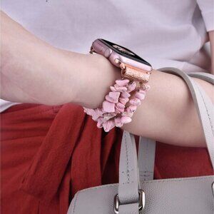 Beaded Apple Watch Bracelet Pink Stone